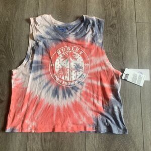 Hurley Americana spiral tie dye cropped muscle tank